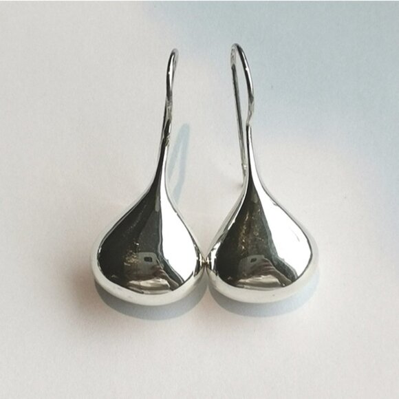 Vintage MODERNIST Sterling Silver teardrop drop earrings - Picture 1 of 8